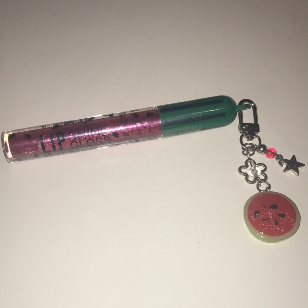 Shine Lip Gloss with Watermelon Butterfly and Star Charm